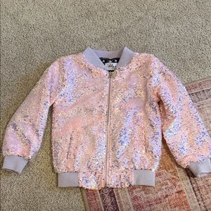 Lola & The Boys Pink Sequin Bomber Jacket